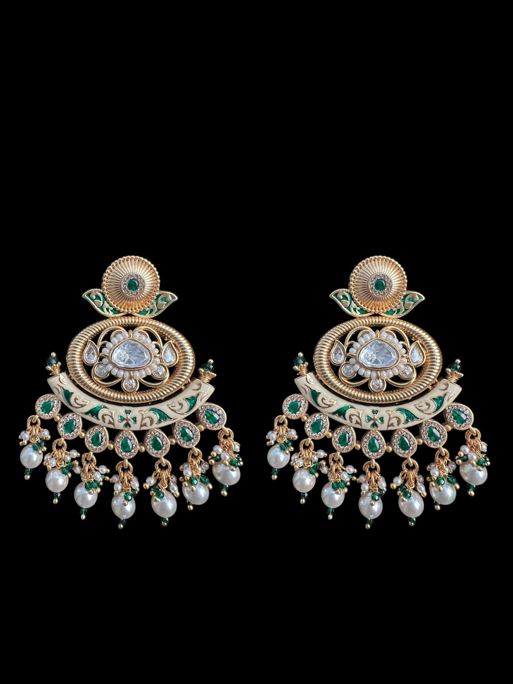 DLN84 Polki and meenakari set - Green ( READY TO SHIP )