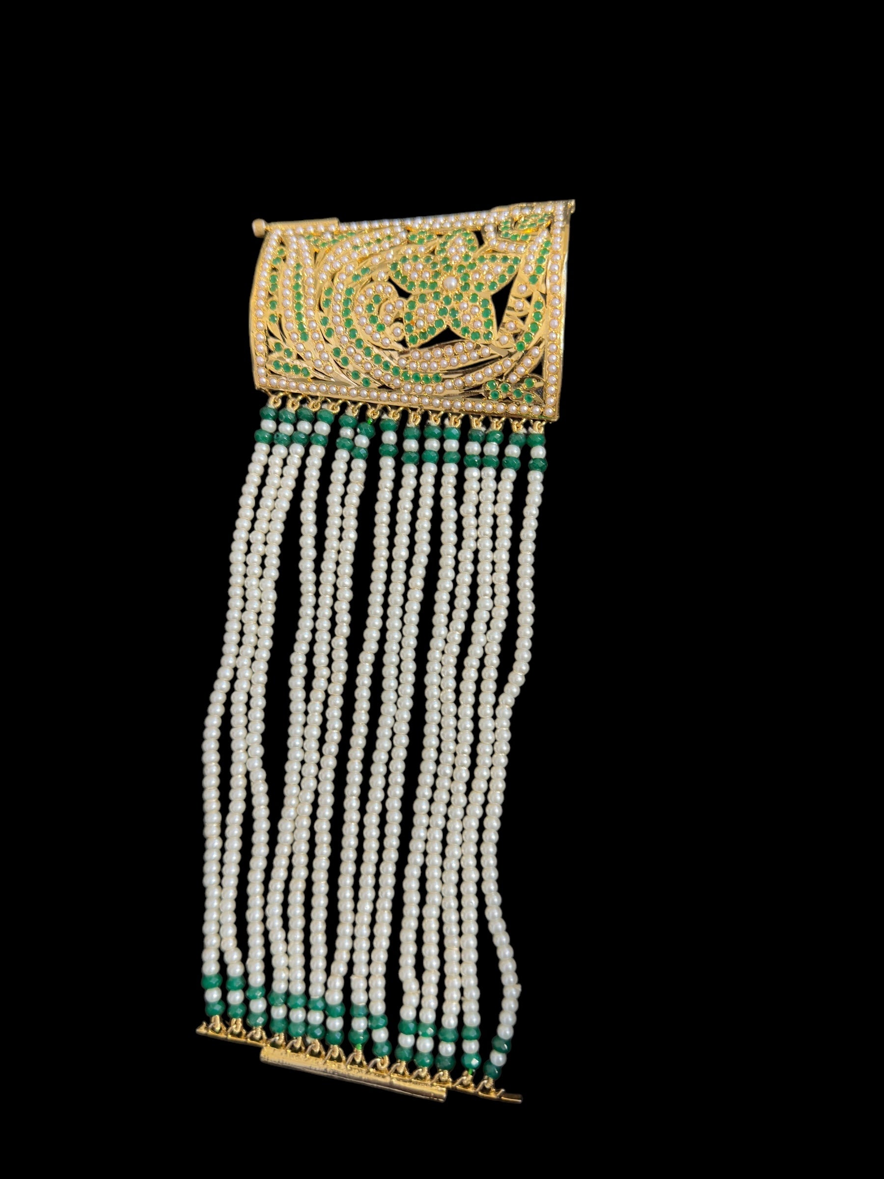 Jadau bahi / bracelet - Emerald  pearl ( READY TO SHIP  )