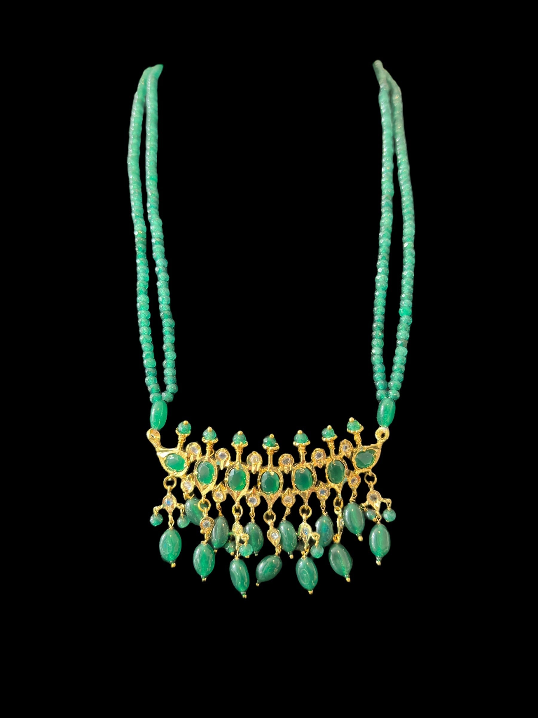 PS512 Tirmani with chandbali in green beads ( SHIPS IN 2 WEEKS  )