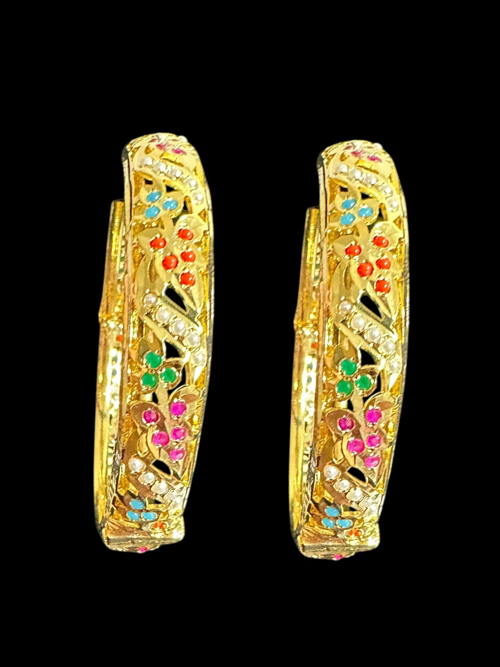 B310 Jadau  bangles ( Navratan   ) ( READY TO SHIP)