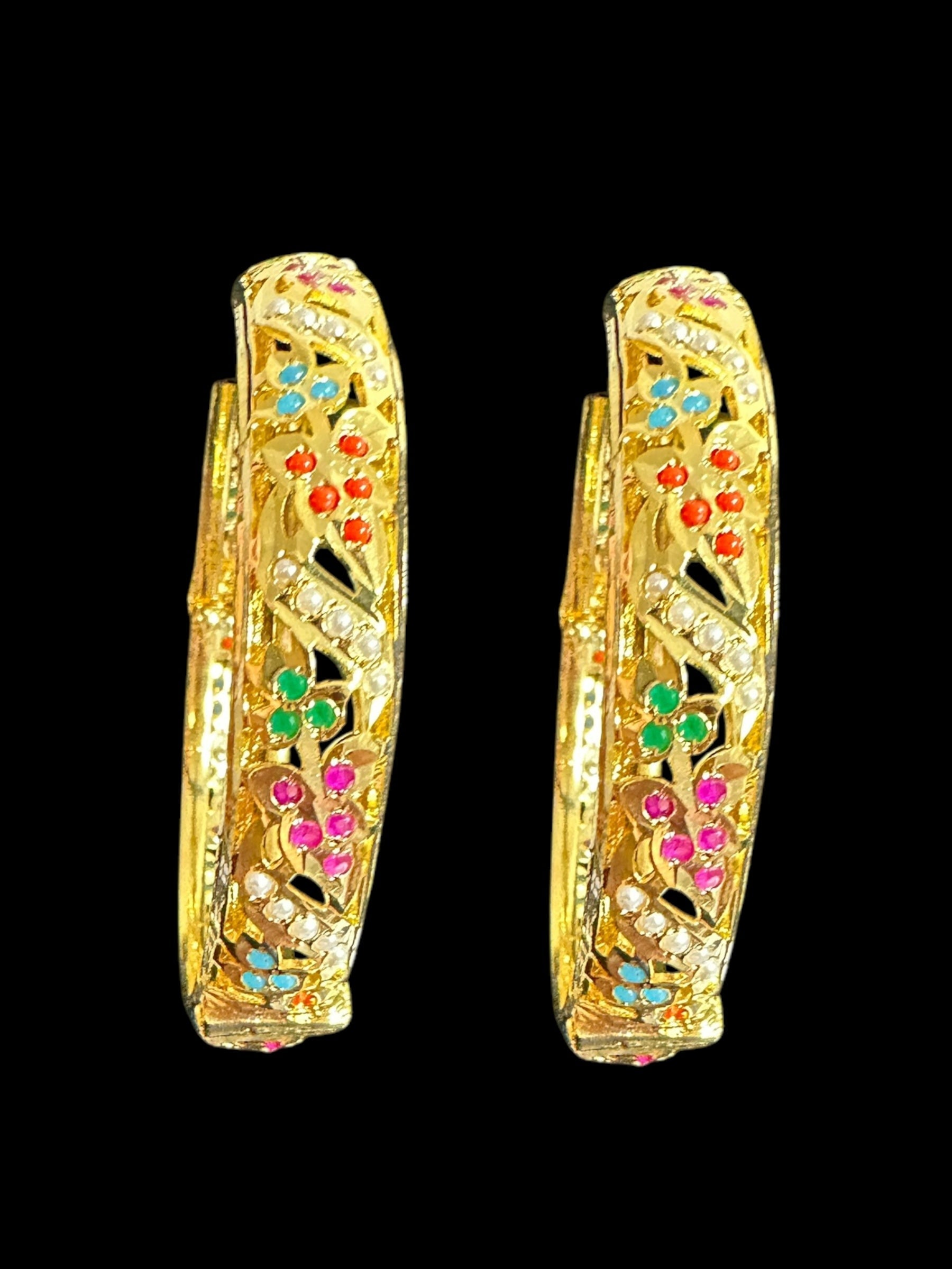 B310 Jadau  bangles ( Navratan   ) ( READY TO SHIP)