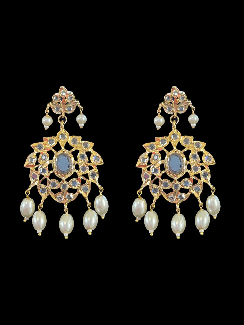 DER519 Farmana Hyderabadi gold plated earrings in pearls ( READY TO SHIP )