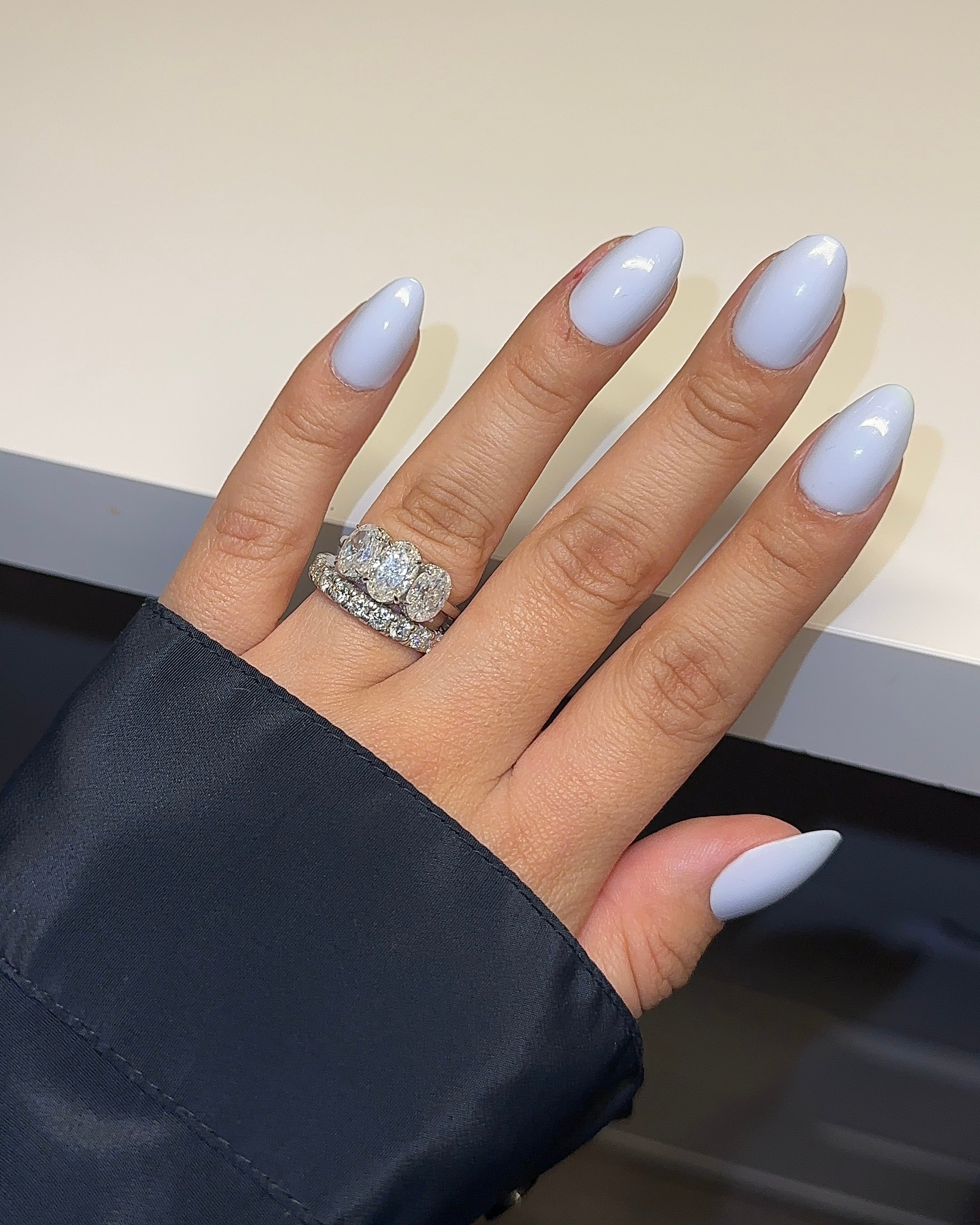 4.0ctw Three Stone Oval Cut Moissanite Engagement Ring