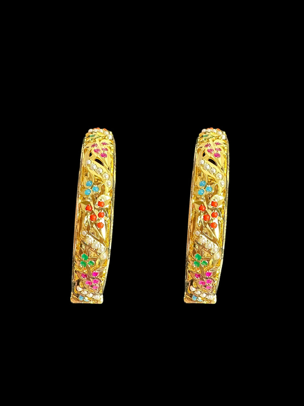 B310 Jadau  bangles ( Navratan   ) ( READY TO SHIP)