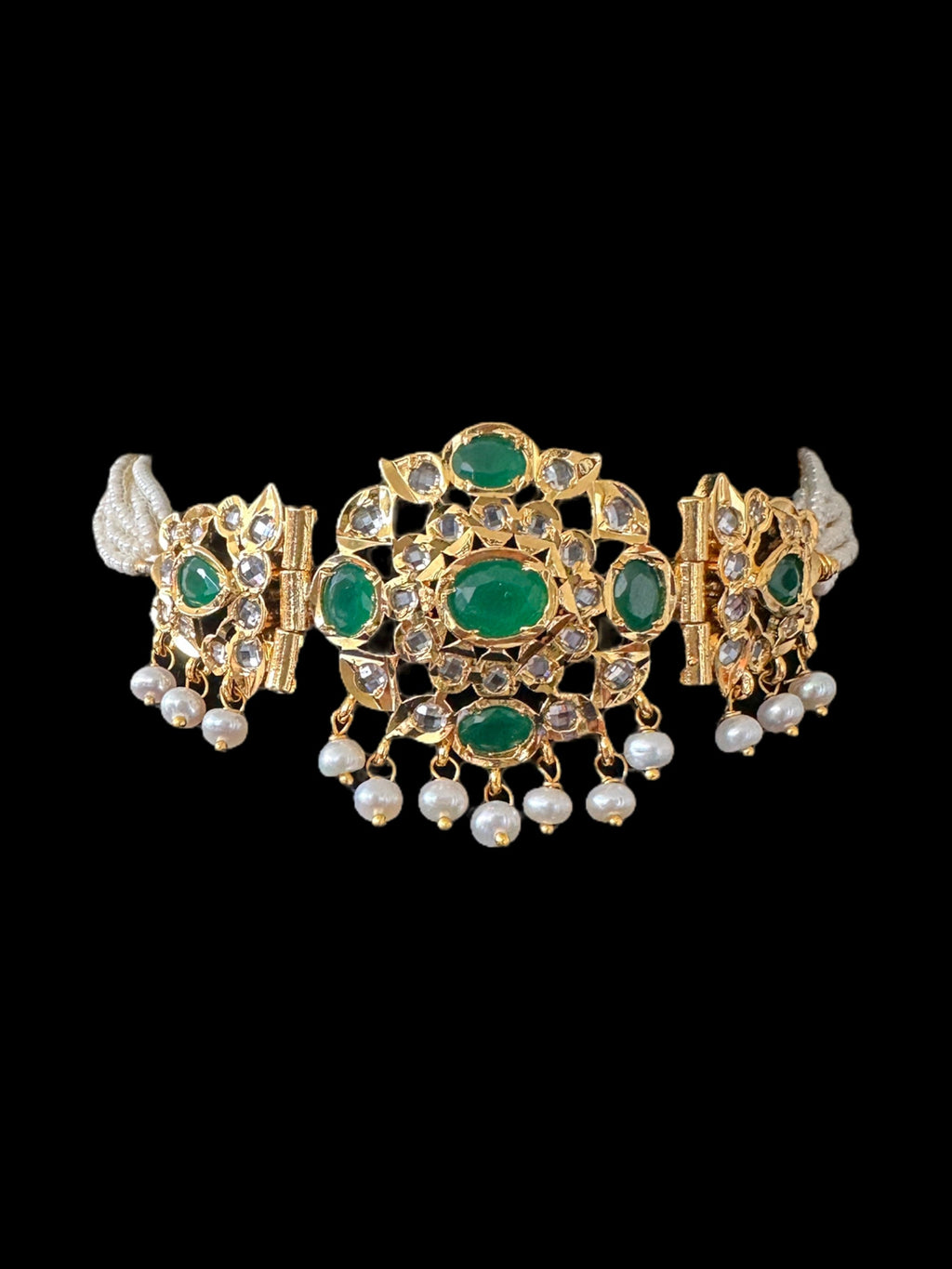 C303 MUSHK hyderabadi choker with earrings -GREEN (SHIPS IN 4 WEEKS)