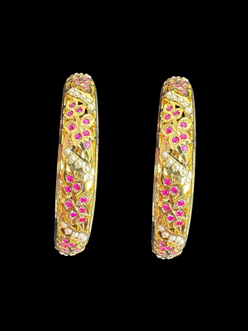 B311 Jadau  bangles ( Ruby pearl   ) ( READY TO SHIP)