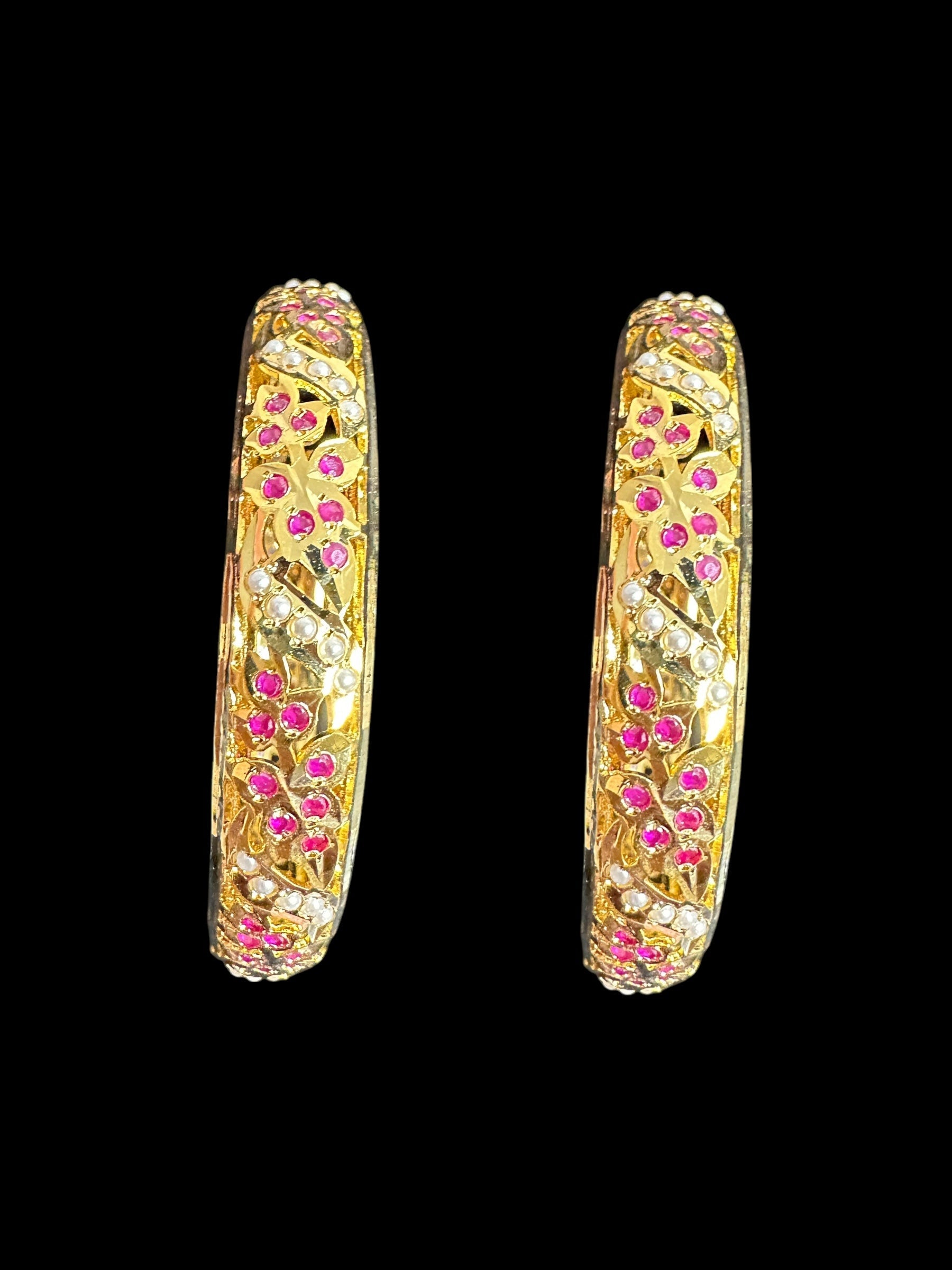 B311 Jadau  bangles ( Ruby pearl   ) ( READY TO SHIP)