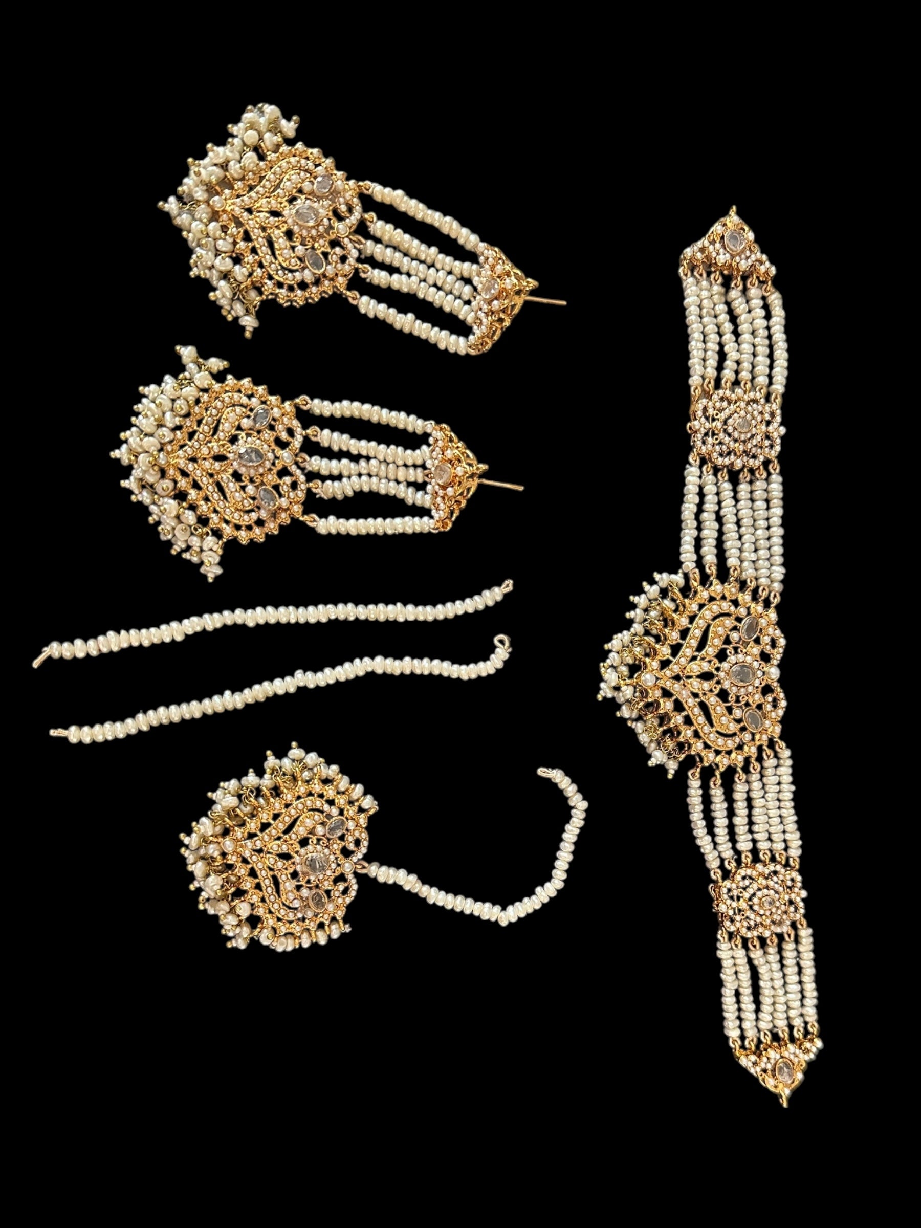 RAABYA fresh water pearl bridal choker set with earrings tika ( SHIPS IN 3 WEEKS )