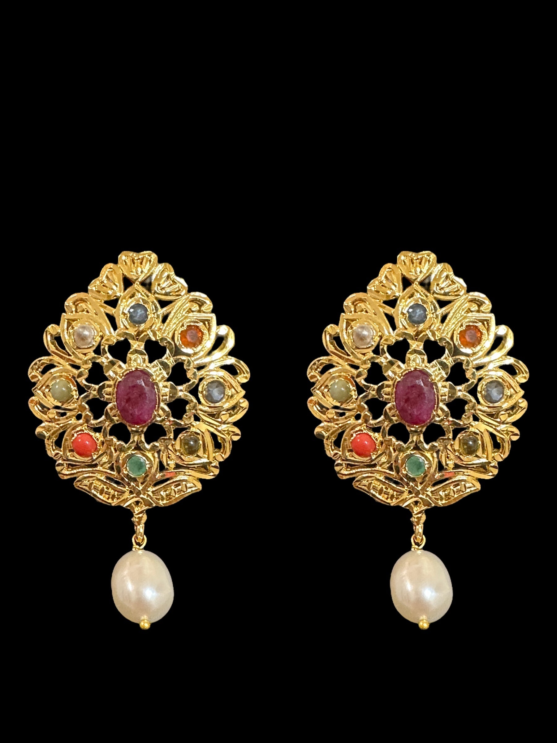 PS373 FAHM Navratan pendant set  with real stones ( READY TO SHIP )