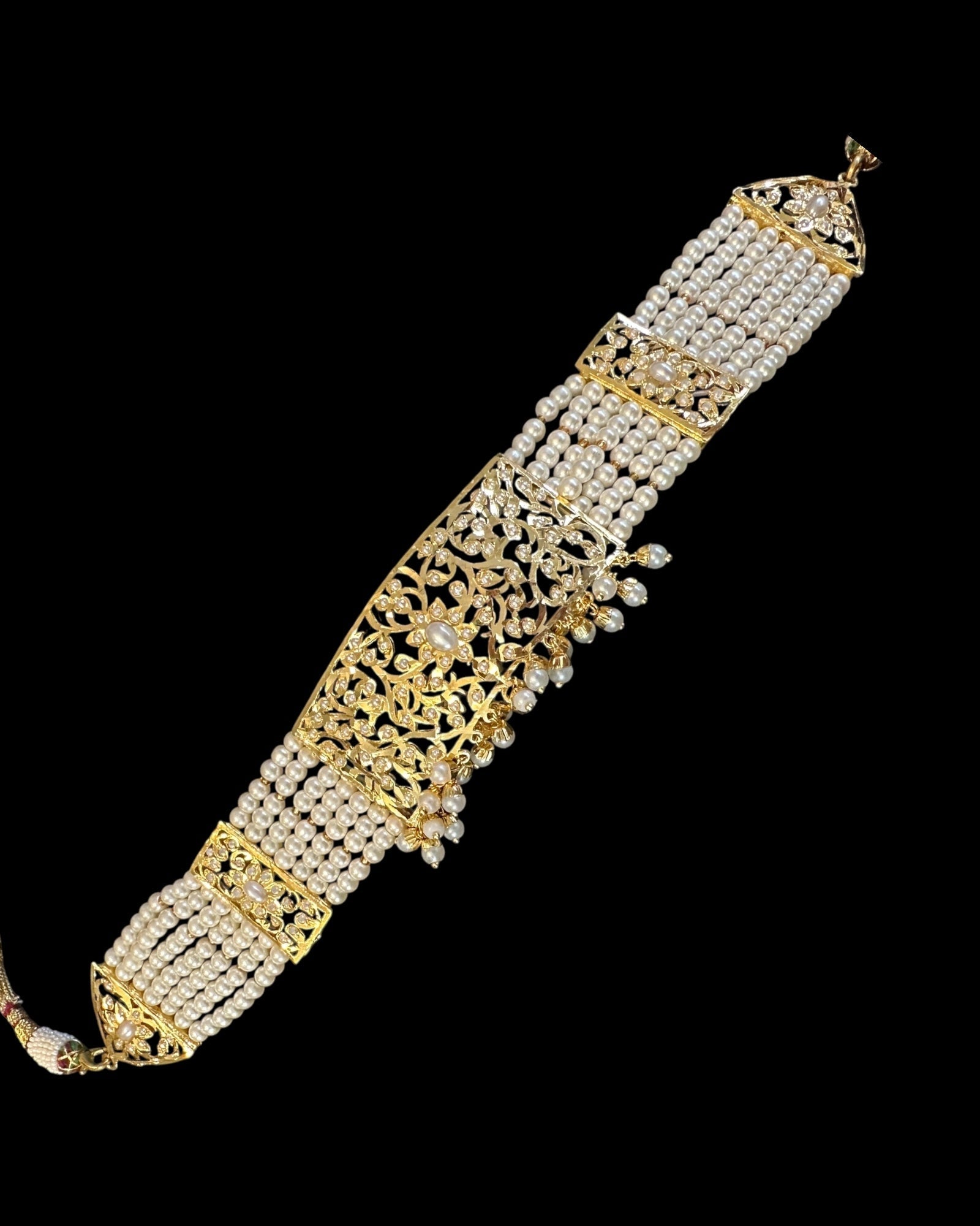 C243 Gold plated jadau choker in pearls ( READY TO SHIP )