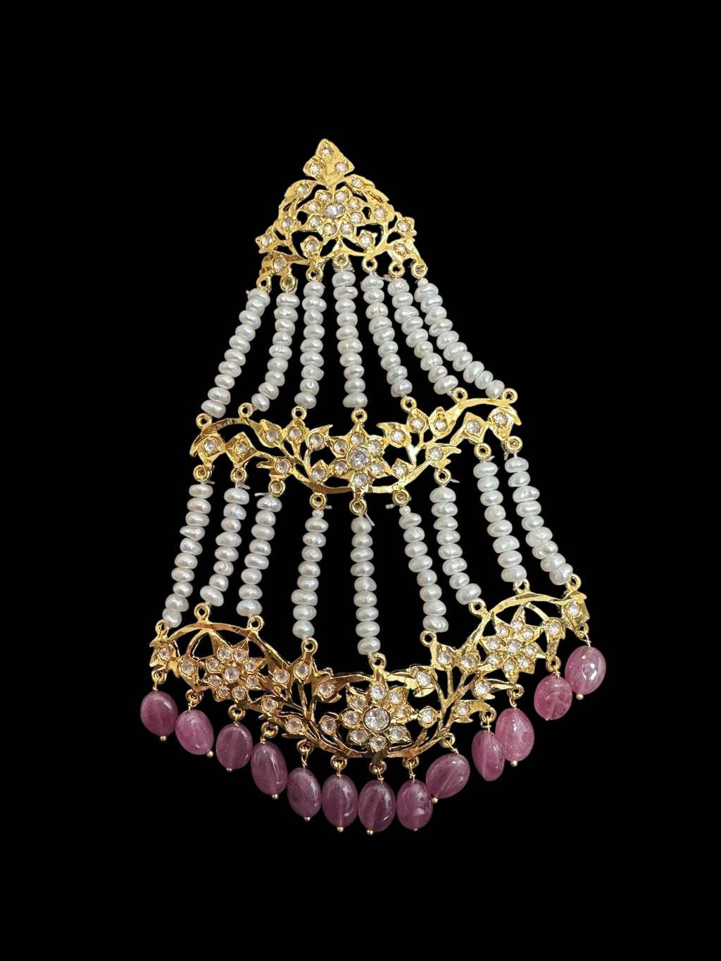 BR310 Bridal jadavi lacha , satlada  in moissanite and emeralds ( SHIPS IN 5 WEEKS )