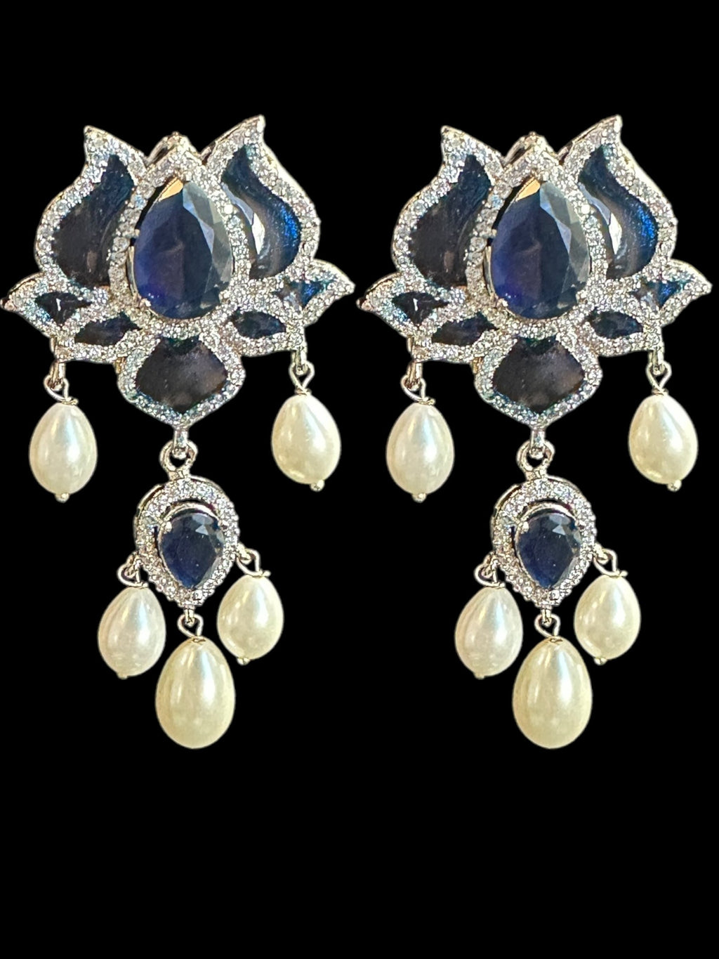 DLN101  Maria mala  and earrings set in blue ( SHIPS IN 4 WEEKS )