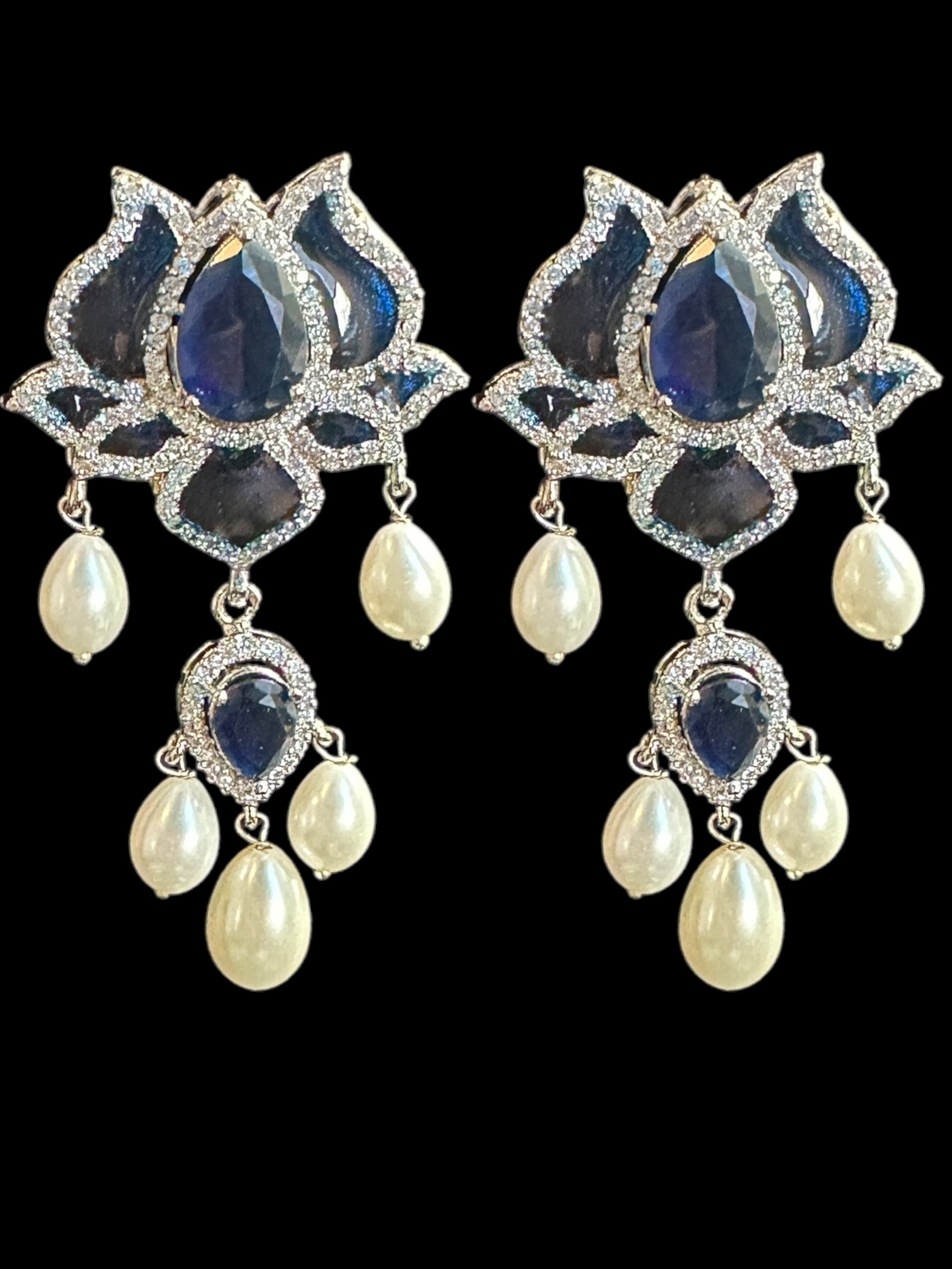 DLN101  Maria mala  and earrings set in blue ( SHIPS IN 4 WEEKS )