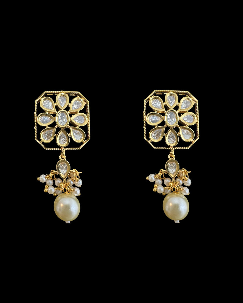 C549 vanya polki choker with earrings in golden pearls ( READY TO SHIP )