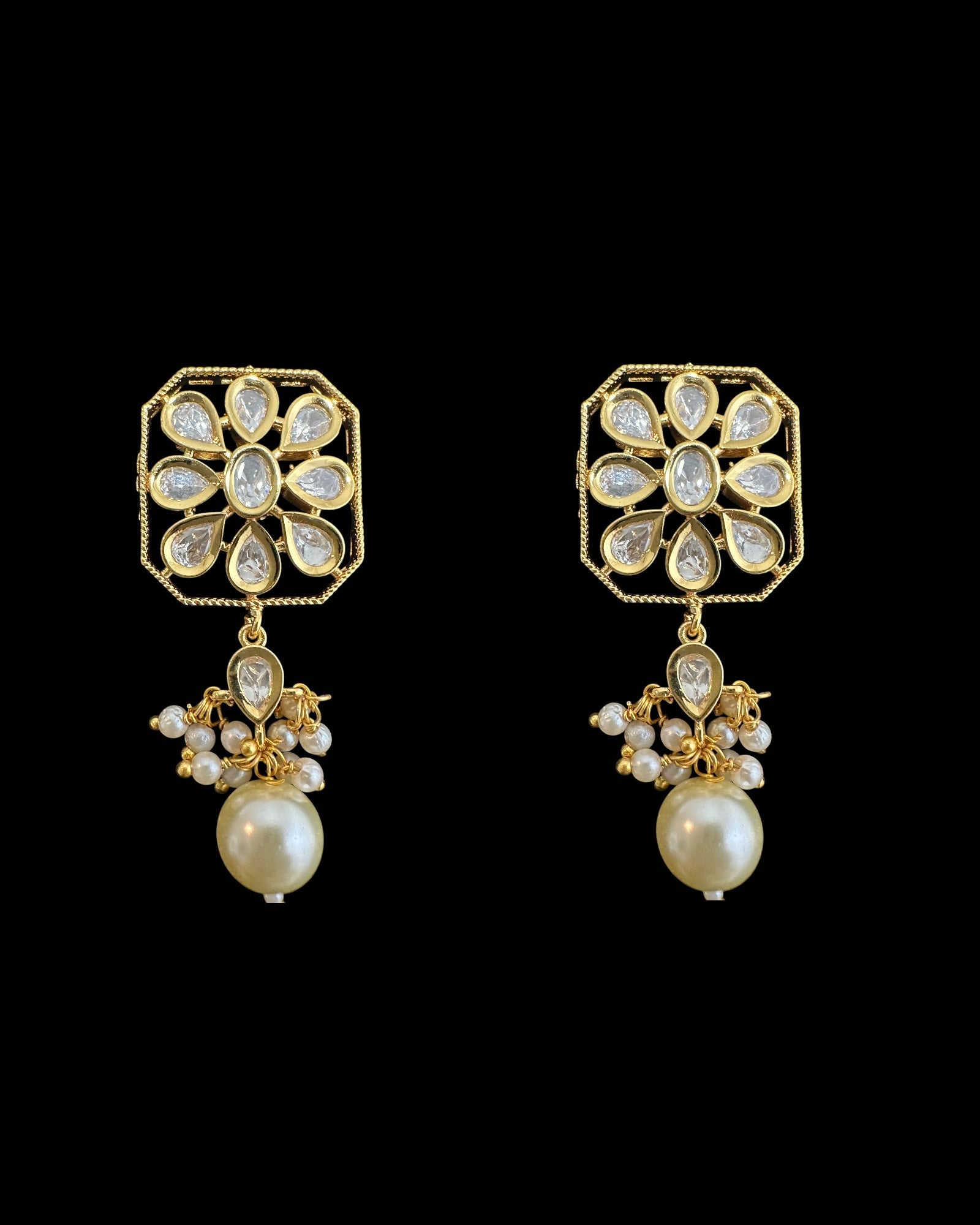 C549 vanya polki choker with earrings in golden pearls ( READY TO SHIP )