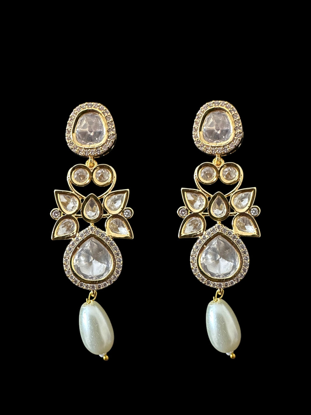 DNS196 Tanu polki necklace set with pearls ( SHIPS IN 4 WEEKS )