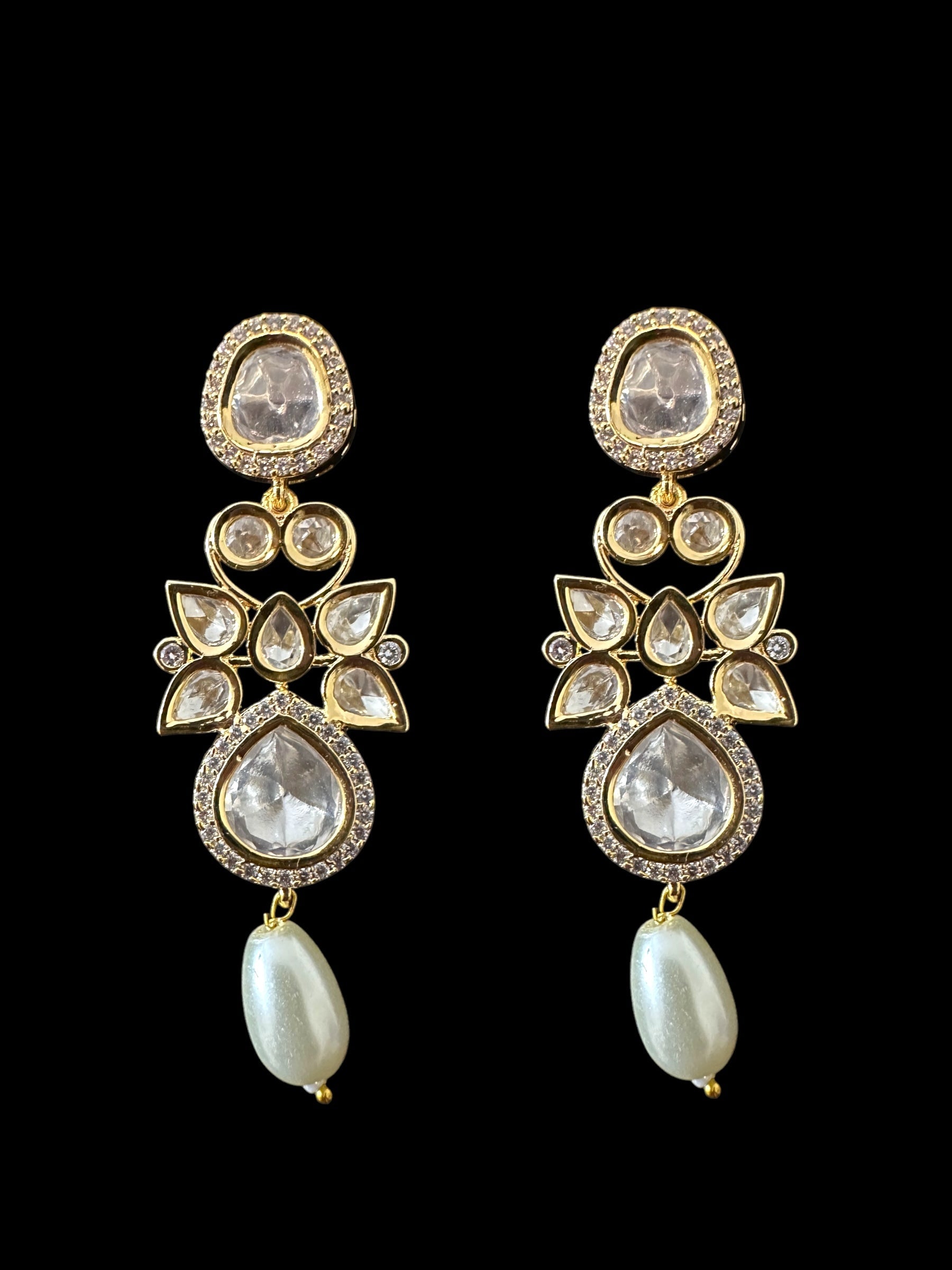 DNS196 Tanu polki necklace set with pearls ( SHIPS IN 4 WEEKS )