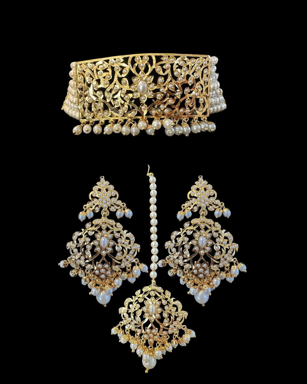 C243 Gold plated jadau choker in pearls ( READY TO SHIP )