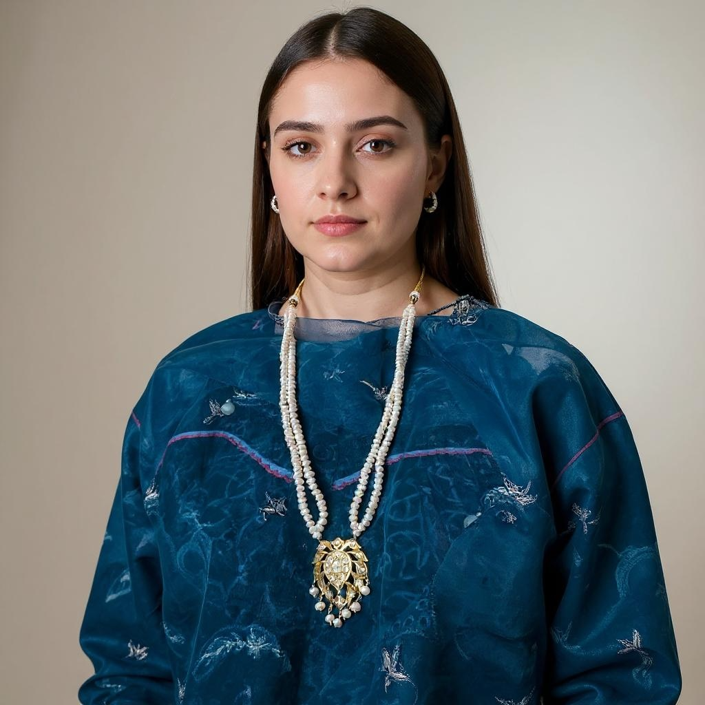 PS564 Aurora gold plated pendant set in moissanite and fresh water pearls ( READY TO SHIP )