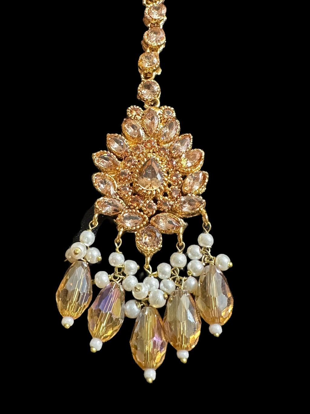 BR478 Kafiya bridal set in golden / champagne  stones and beads ( READY TO SHIP )