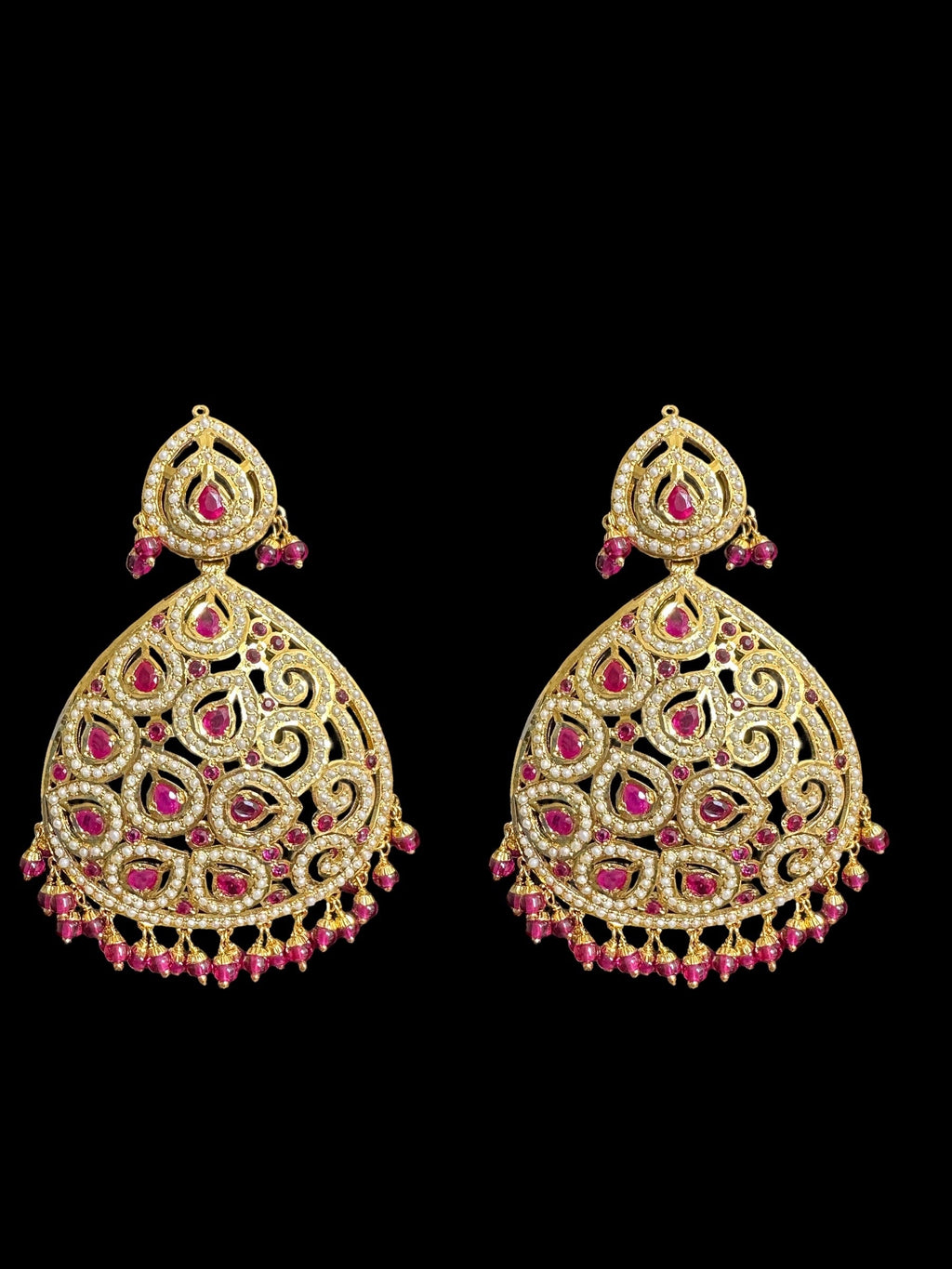 Ruby pearl gold plated silver earrings ( READY TO SHIP )