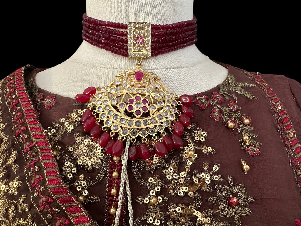 C505 zimal choker in ruby ( READY TO SHIP )