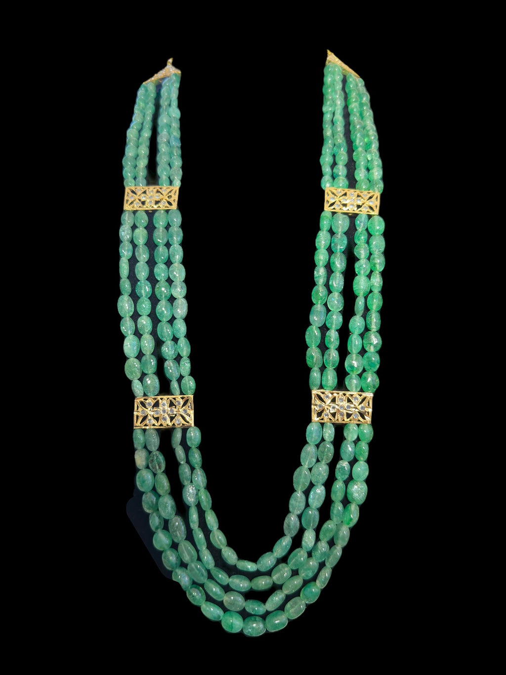 LN59 Ghazal emerald beads Rani haar ( SHIPS IN 3 WEEKS  )