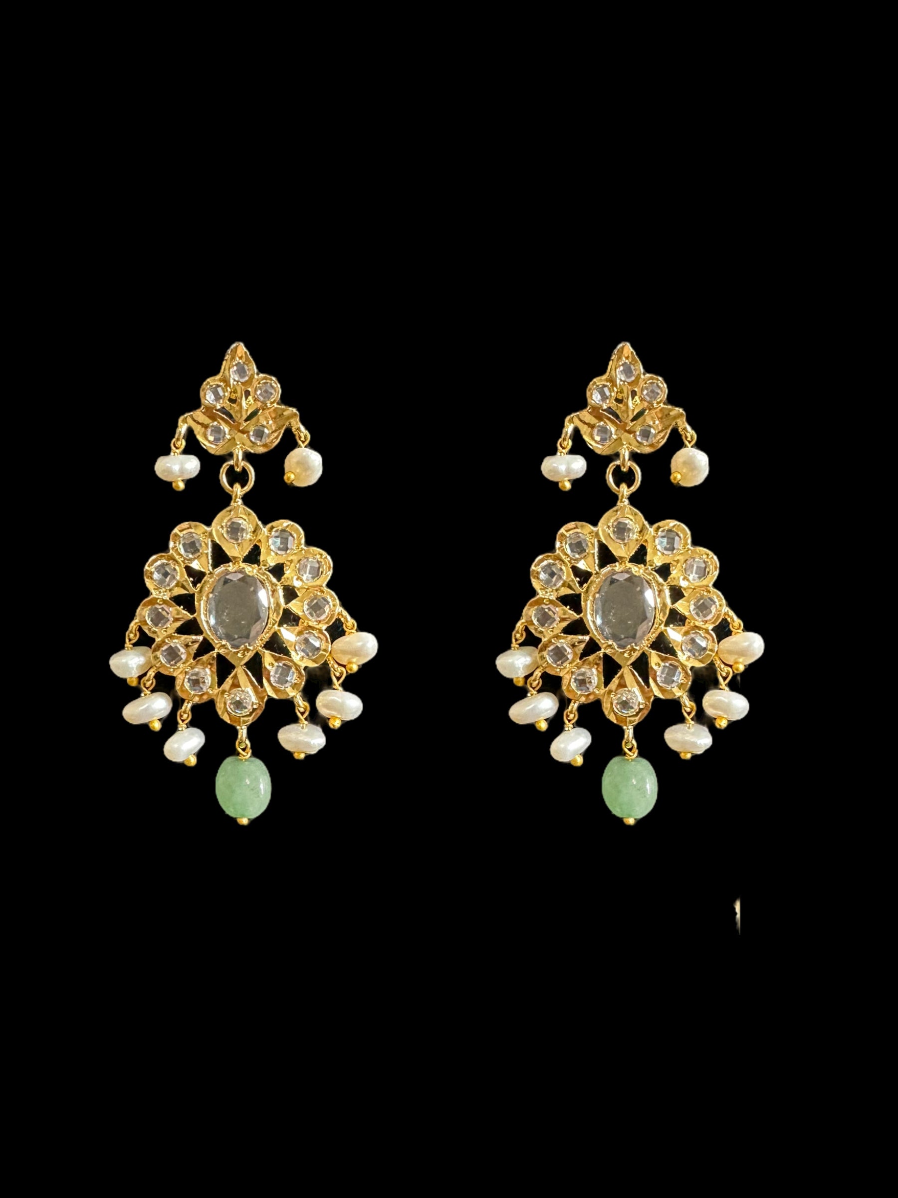 SAT86 Gold plated Satlada with fresh water pearls and emerald beads ( READY TO SHIP )