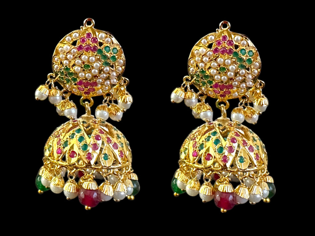 DLN108 Roosa Punjabi rani haar in ruby emerald  ( READY TO SHIP )