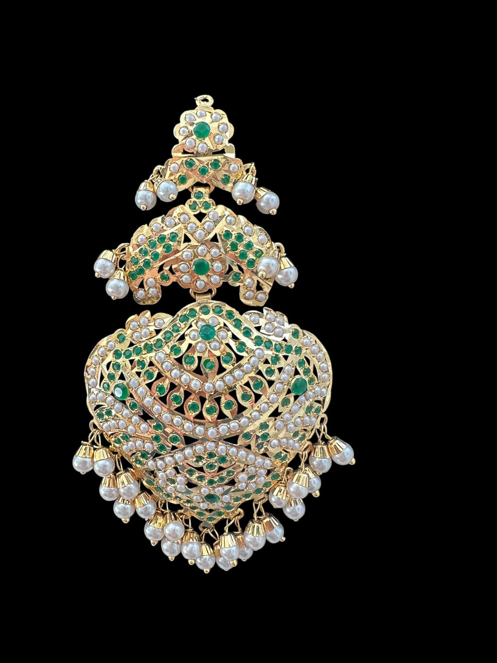 DER643 emerald and pearl jadau earrings ( READY TO SHIP )