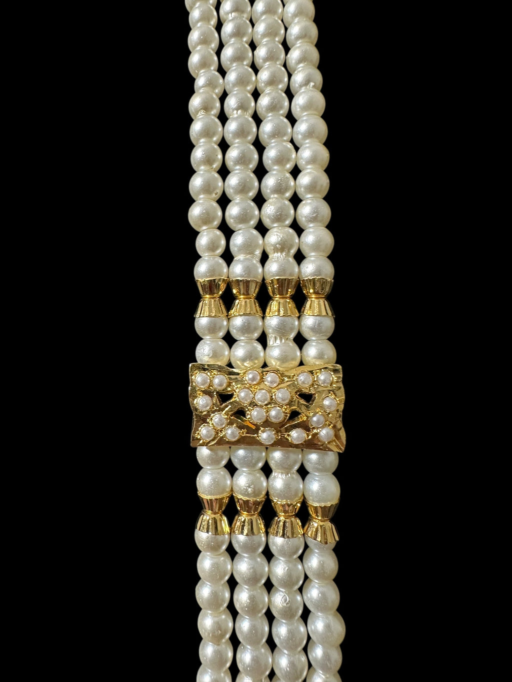 DLN129 jadau rani haar in pearls with earrings tika ( READY TO SHIP )