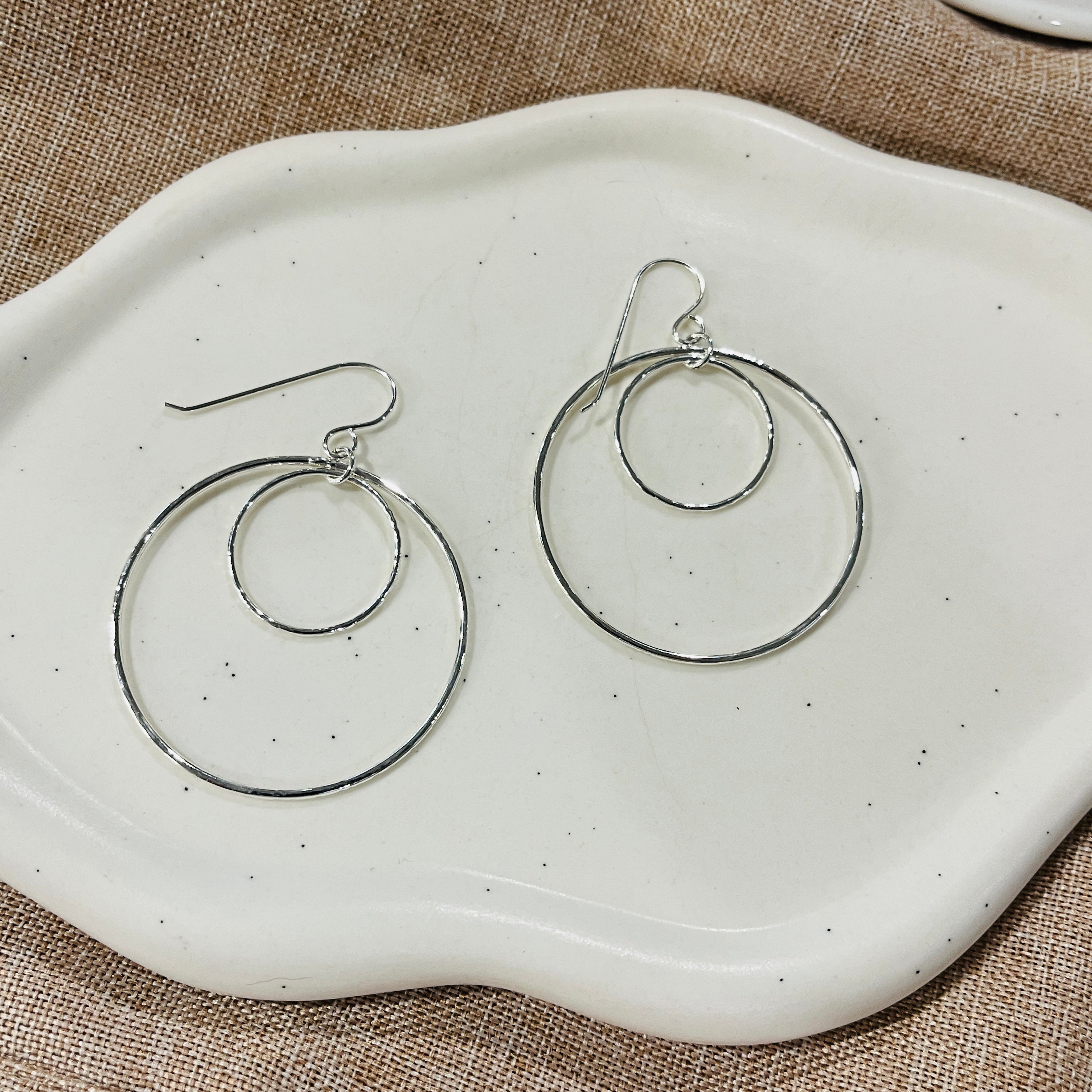 SILVER BIG LAYER HOOP EARRINGS
