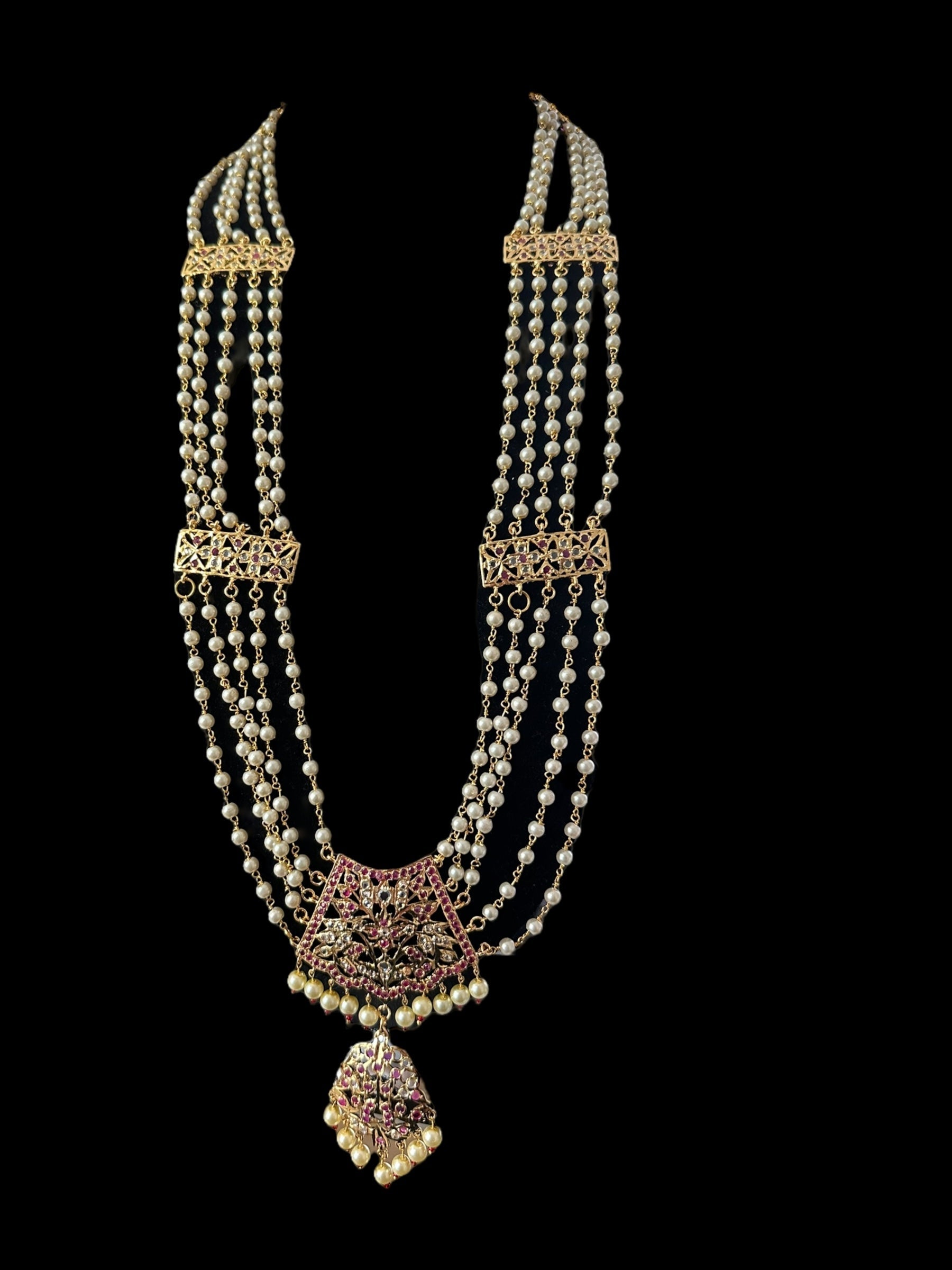 DLN118 Aabha chandan haar (rubies)( SHIPS IN 4 WEEKS  )