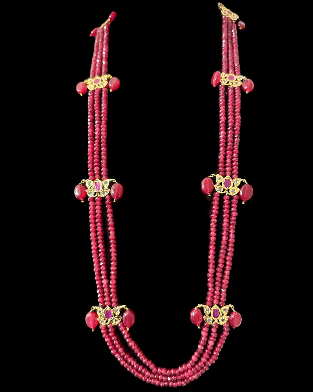 LN64 Raina Ruby  beads  necklace (SHIPS IN 3 WEEKS )