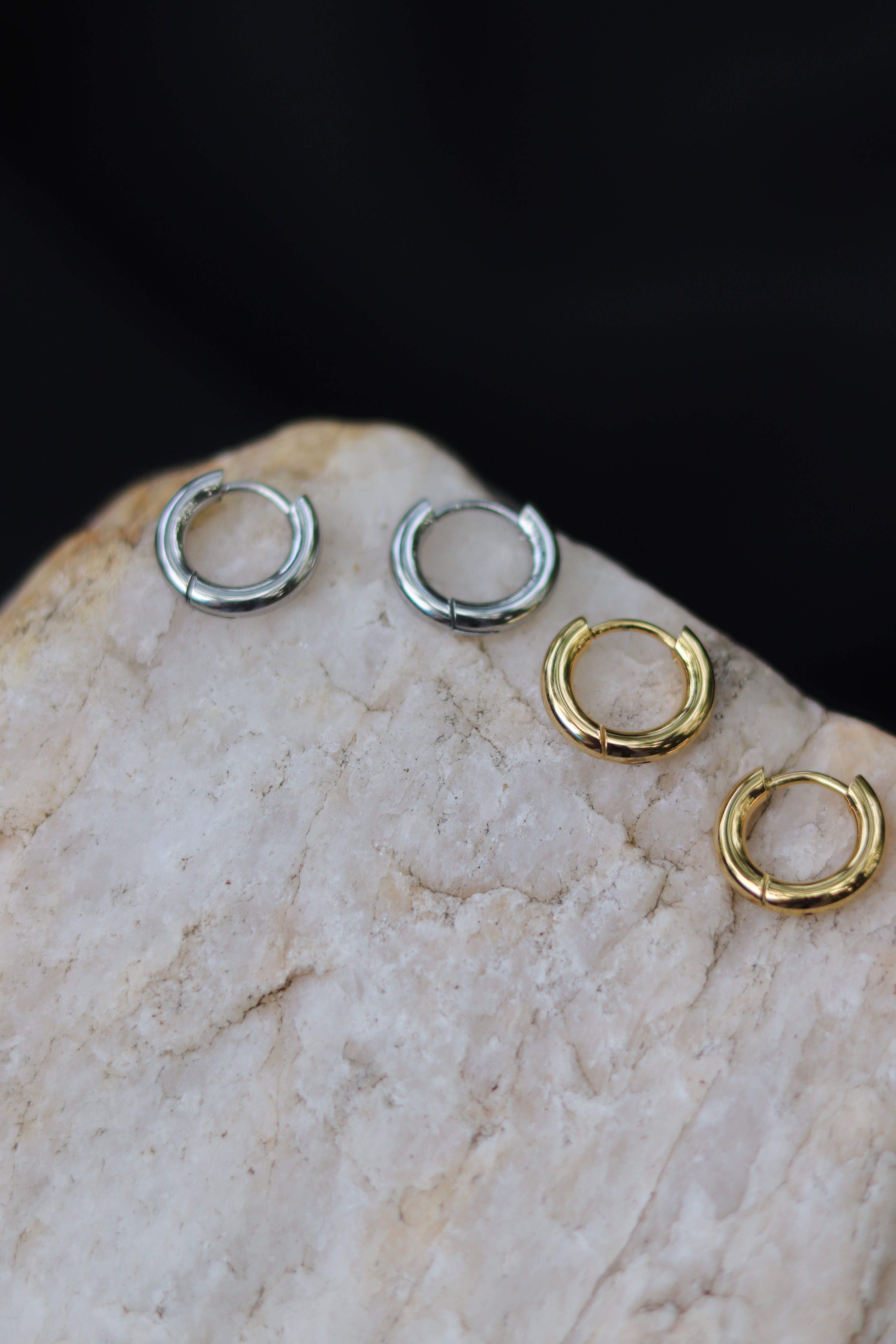 2 X Mini Mara Hoops - Gold - Stainless Steel - Water Proof