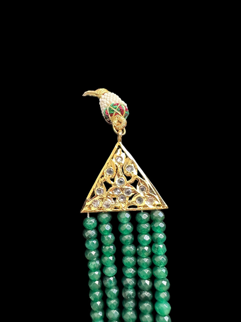 DLN88 Nisha rani haar in green beads  ( READY TO SHIP )