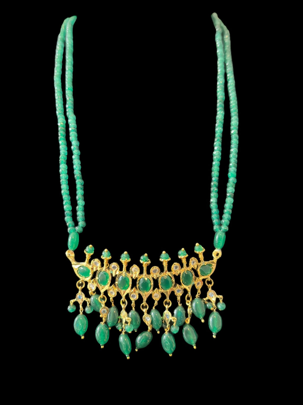 PS512 Tirmani with chandbali in green beads ( SHIPS IN 2 WEEKS  )