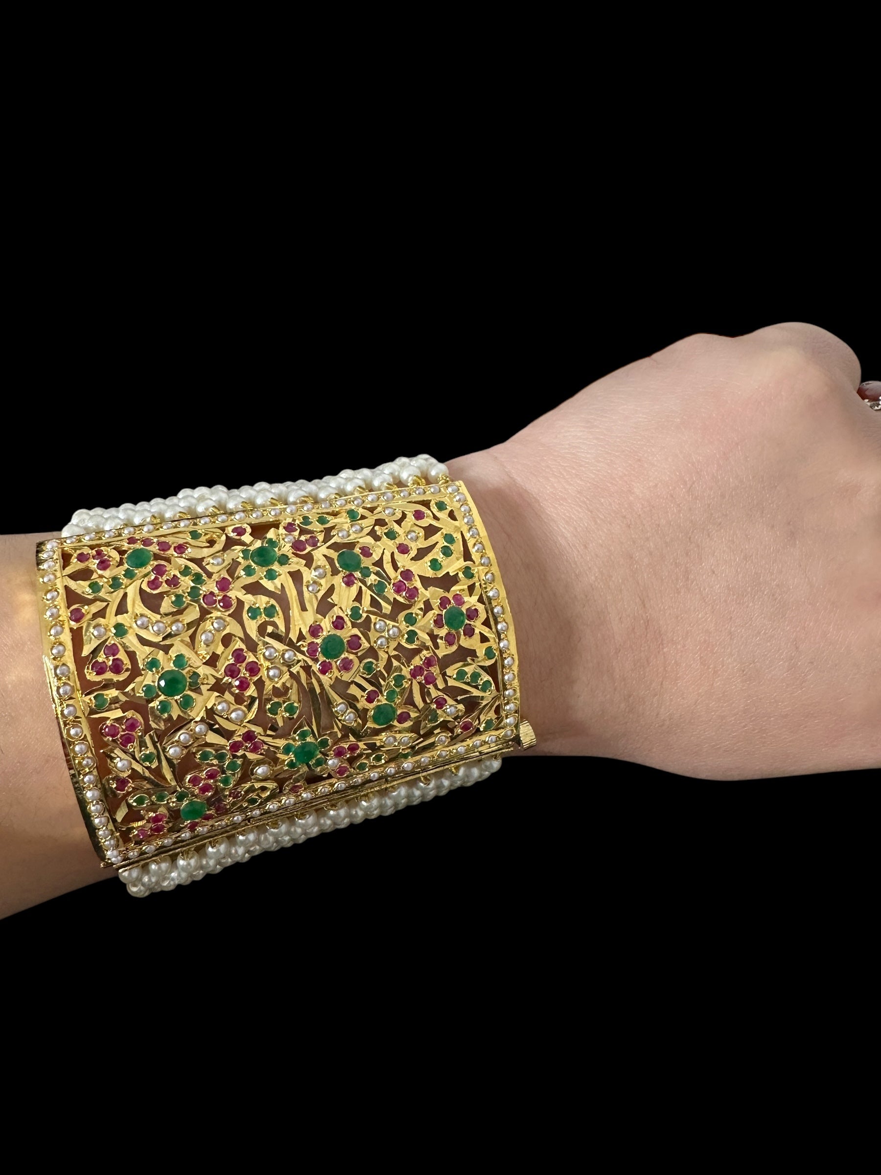 Jadau bahi / bracelet - multicolor / ruby emerald   ( SHIPS IN 2 WEEKS  )