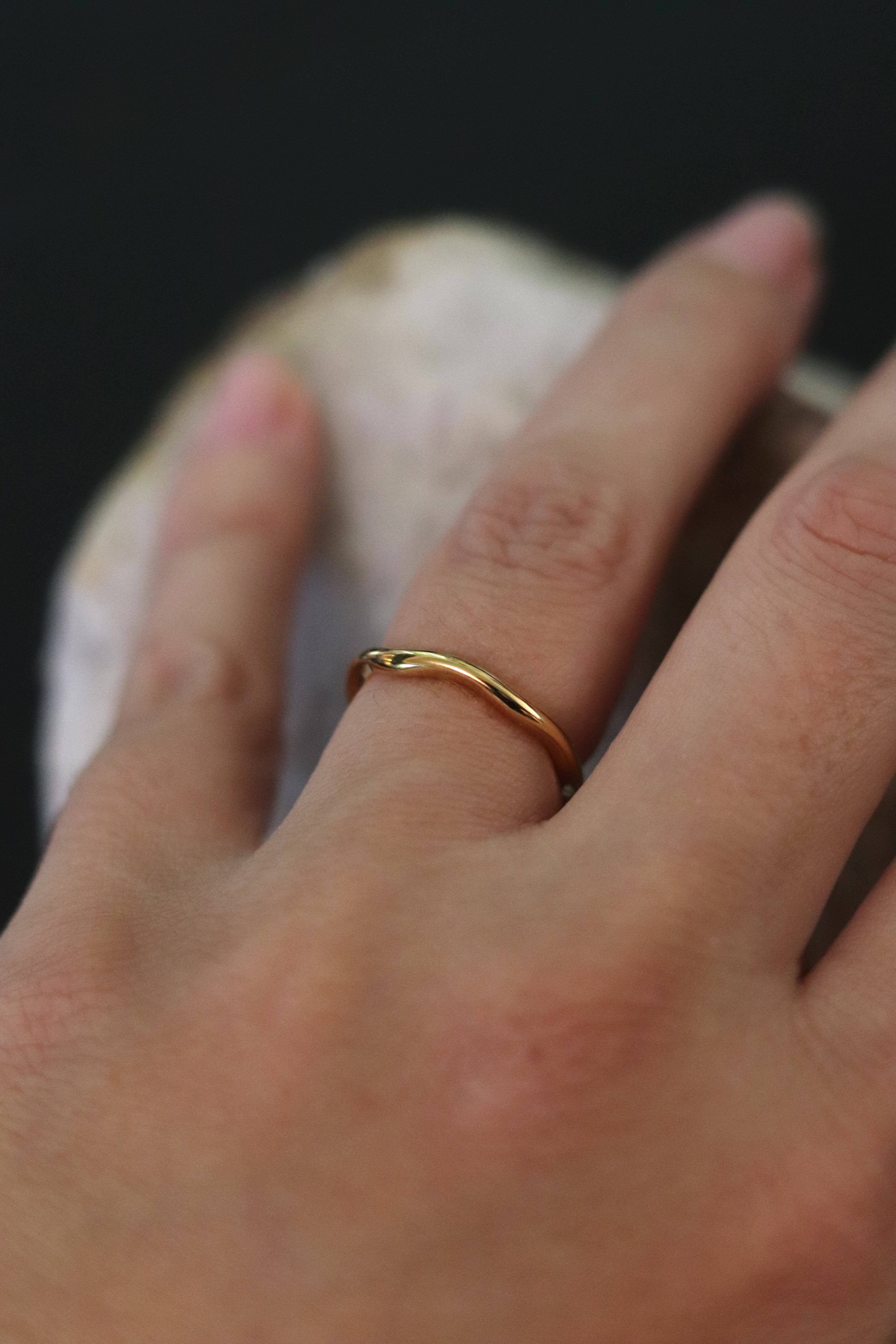 Dainty Wave Ring - Gold (Size options) Water Proof