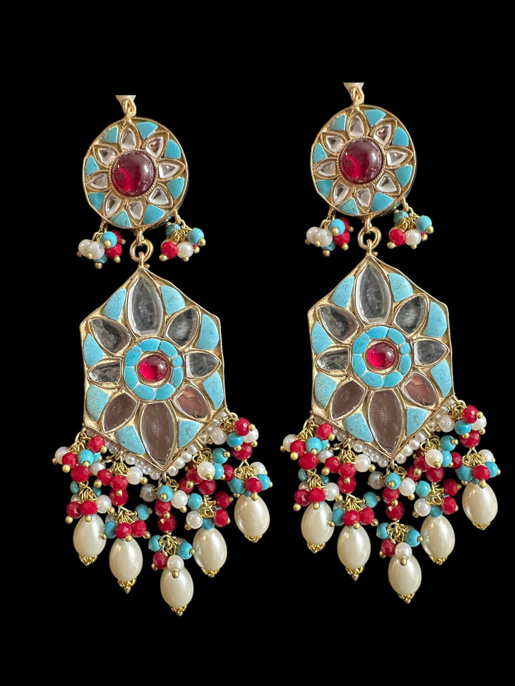 C528 Zaria turquoise ruby choker with earrings ( READY TO SHIP )