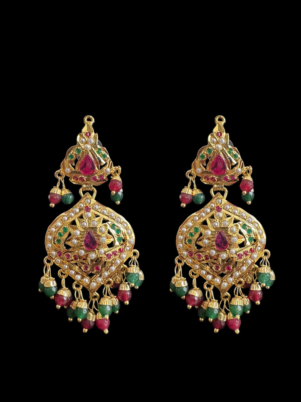 DLN87 Yashvi jadau rani haar in ruby emerald ( READY TO SHIP )