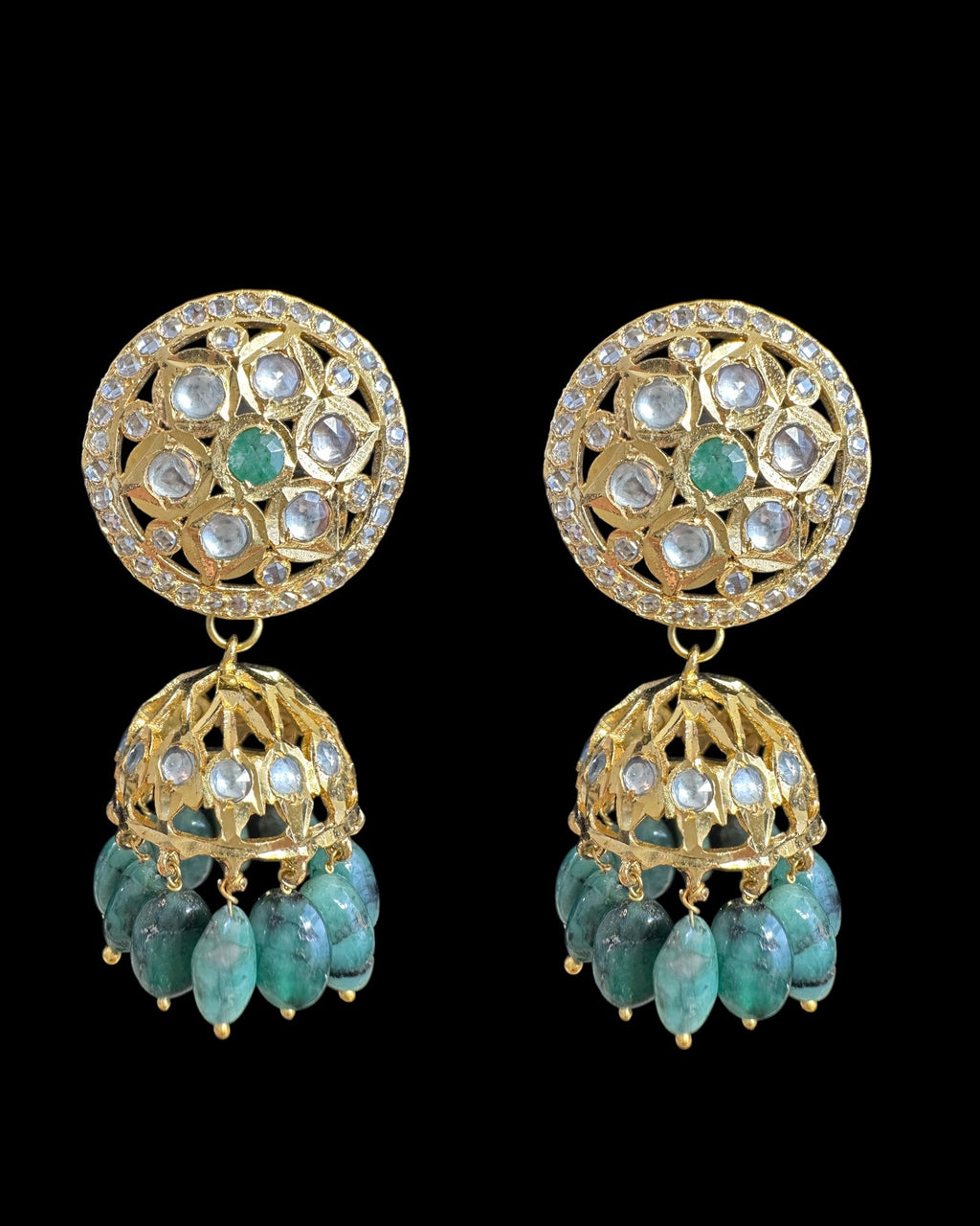 DNS182  Aleezay necklace with emerald stones ( READY TO SHIP  )