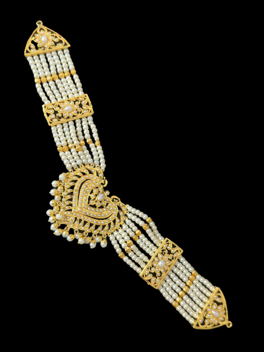 BR479 Insha pearl jadau bridal set in shell pearls ( SHIPS IN 4 WEEKS )