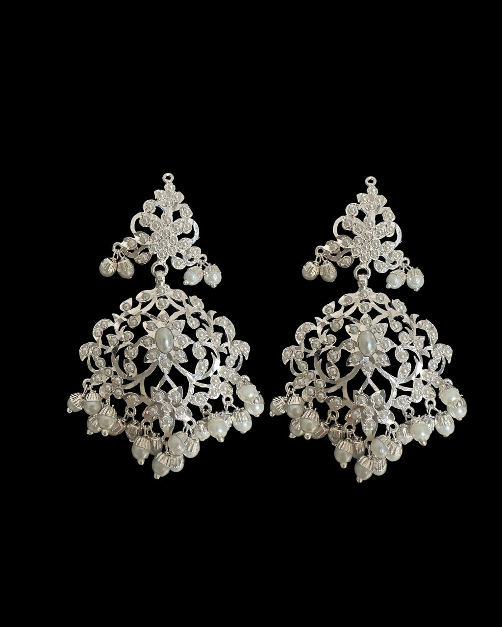 C569 Silver plated jadau choker in pearls ( SHIPS IN 4 WEEKS )