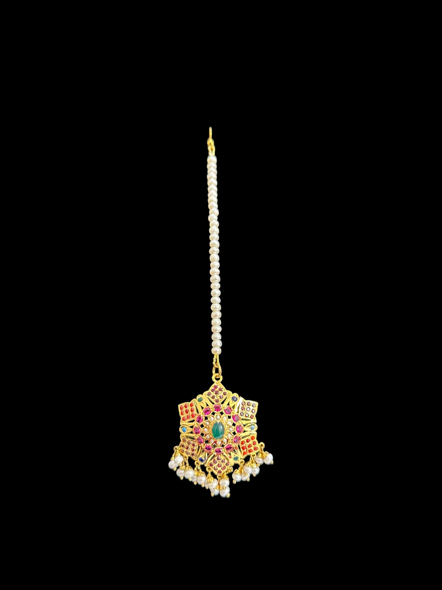 Gold plated silver Rani haar in Navratan ( READY TO SHIP)