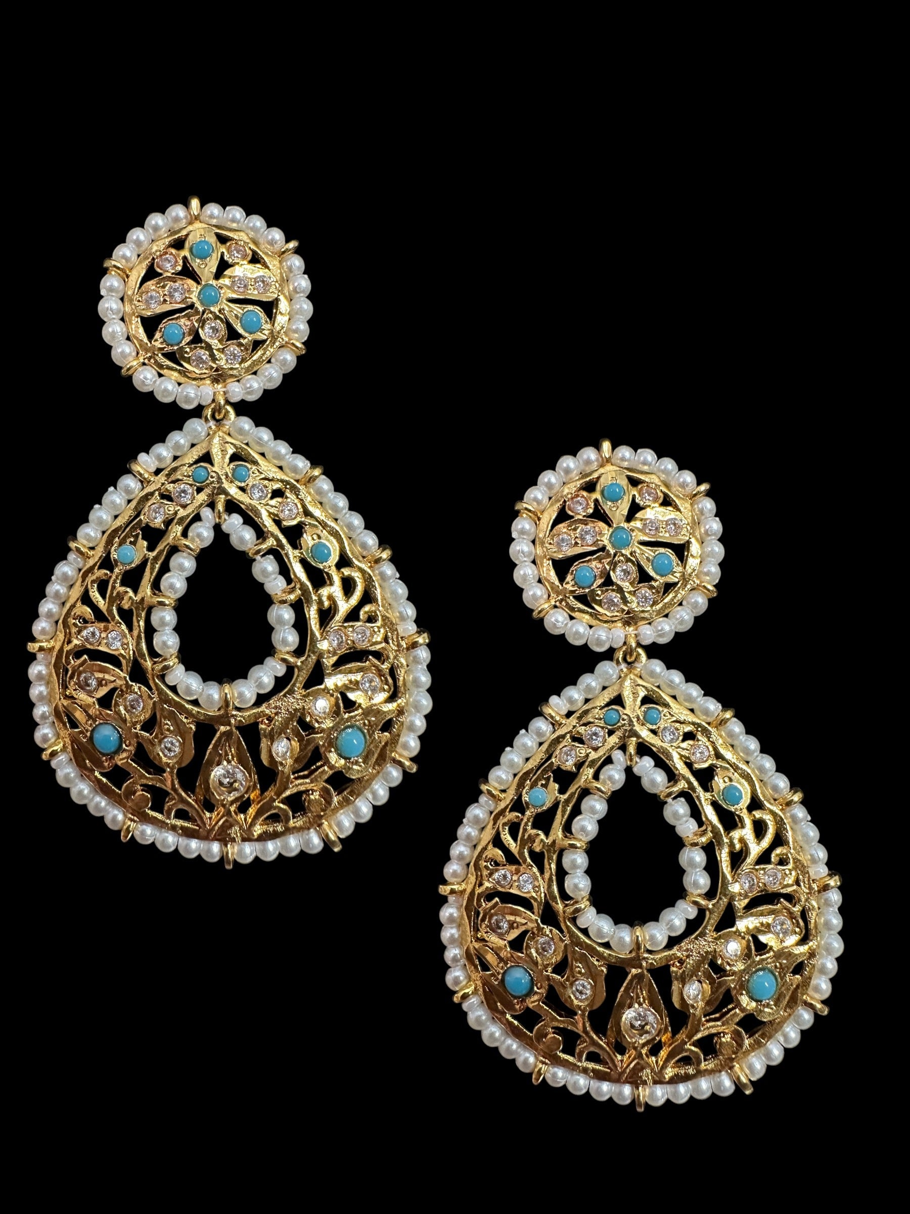 DER636 Turquoise chandbali earrings ( READY TO SHIP )