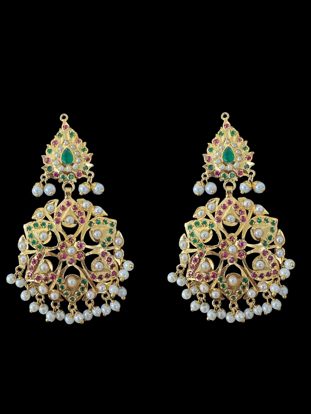 DNS190  Gold-Plated jadau ruby emerald  Hasli Necklace with earrings tika  – Handcrafted Traditional Set ( READY TO SHIP )