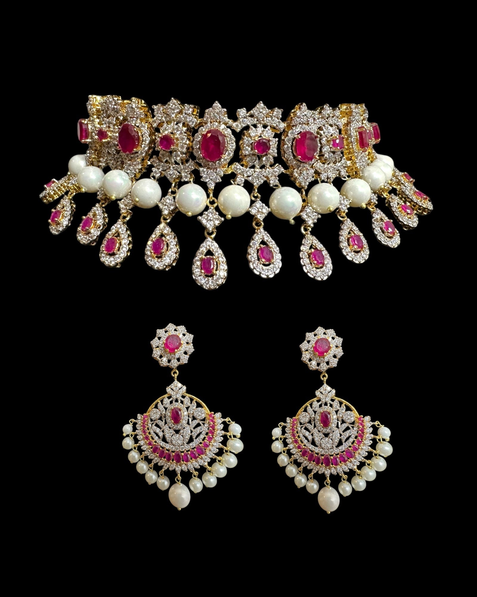 BR492 AMITA bridal set in ruby ( SHIPS IN 4 WEEKS )