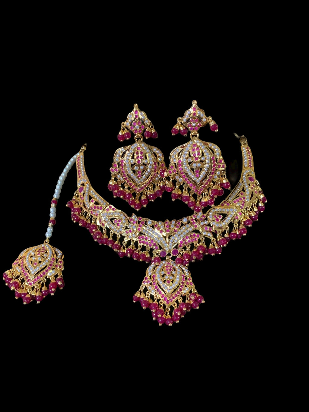 NS59 Taseen necklace set ( rubies ) (READY TO SHIP )