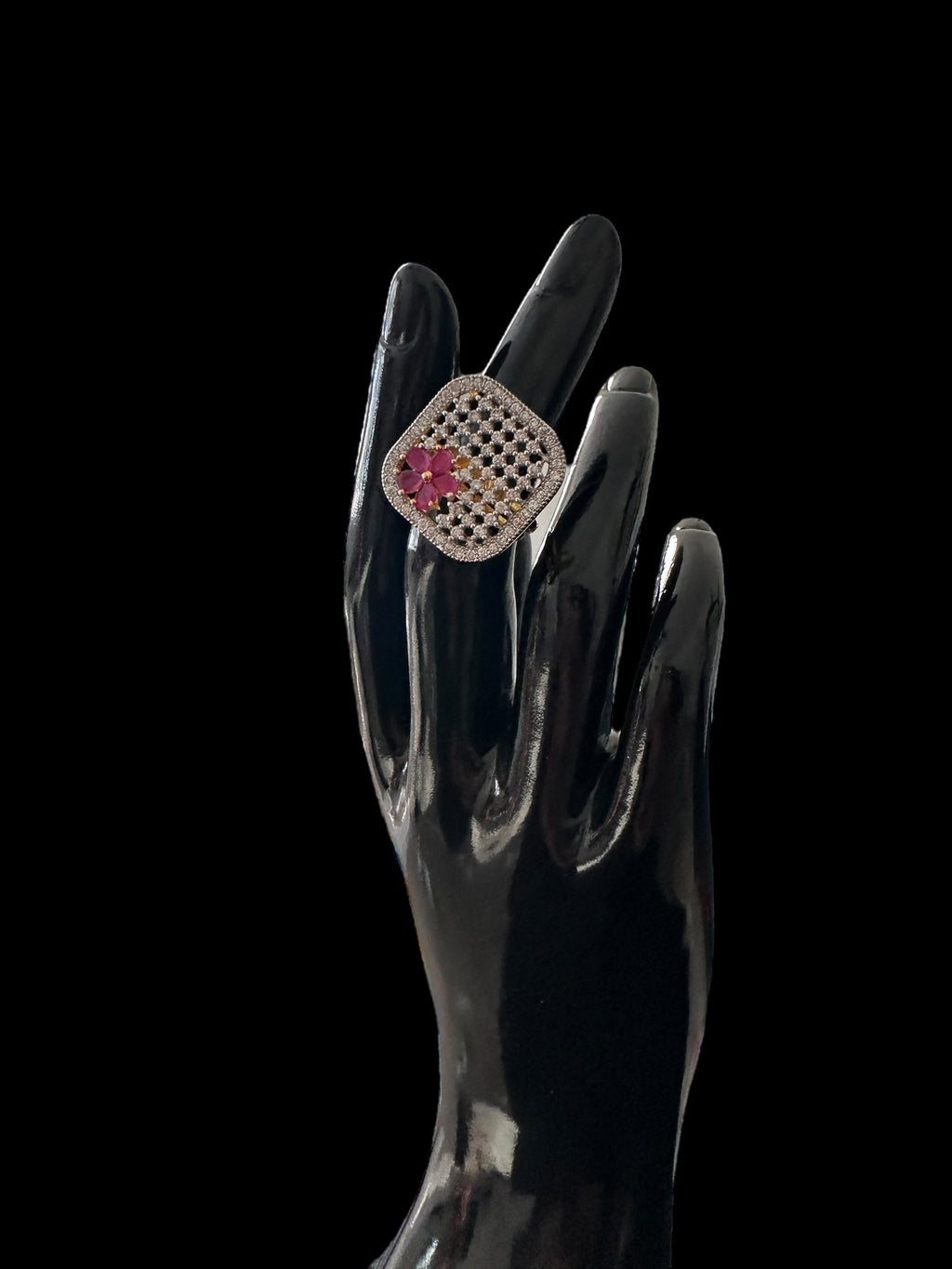 DJR135  Cz gold plated  ring - Ruby( READY TO SHIP)